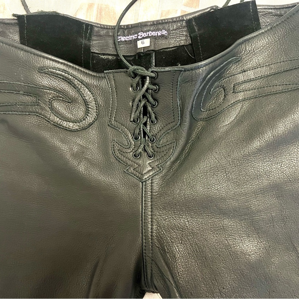 Electric Barbarella Vintage low rise leather motorcycle rock n roll pant